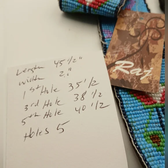 RAJ Beaded Belt - Animal & Flower Designs Sky Blue Multi Color NEW WITH TAGS - Picture 13 of 13